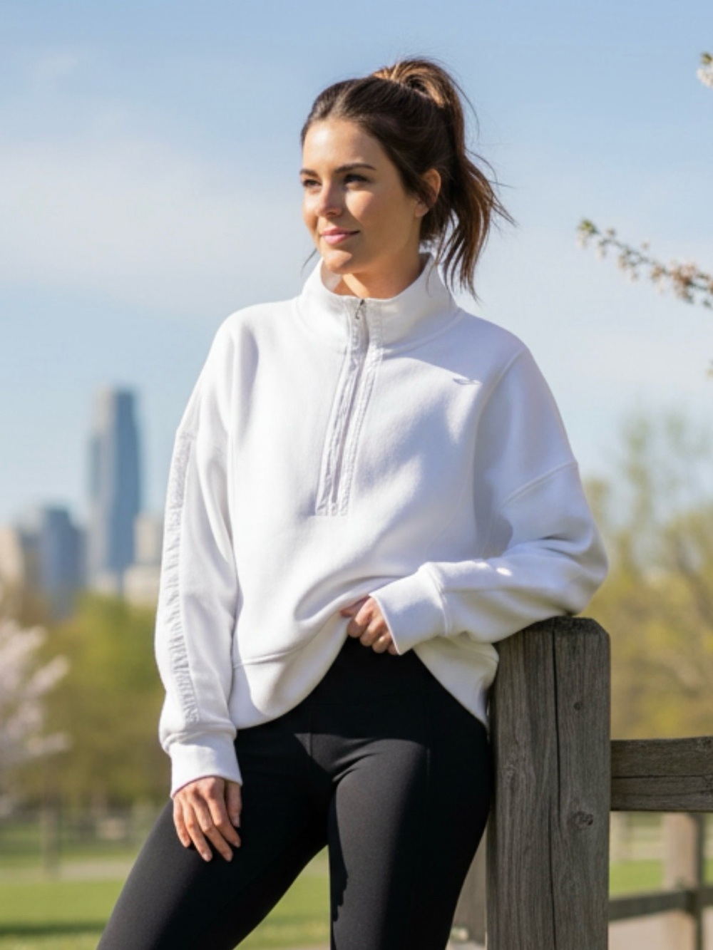 Calia Women's White Fleece Sweatshirt Size Large